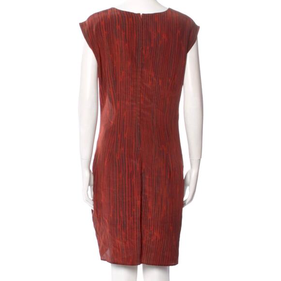 No. 6 Store Red Gathered Ruched Striated Striped 100% Silk Mini Dress 2 M - Picture 6 of 10